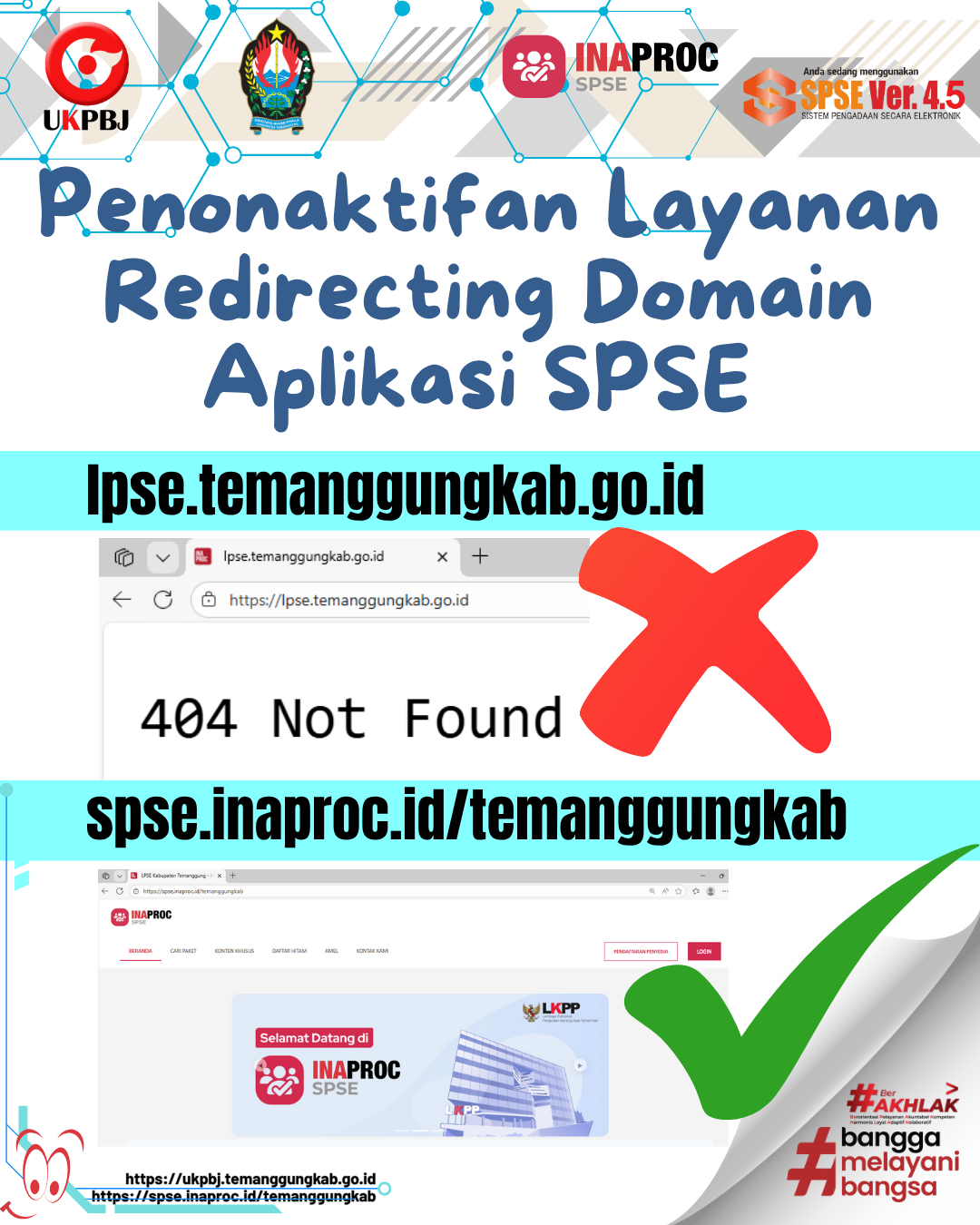 LPSE TEMANGGUNG menjadi SPSE.INAPROC.ID/TEMANGGUNGKAB
